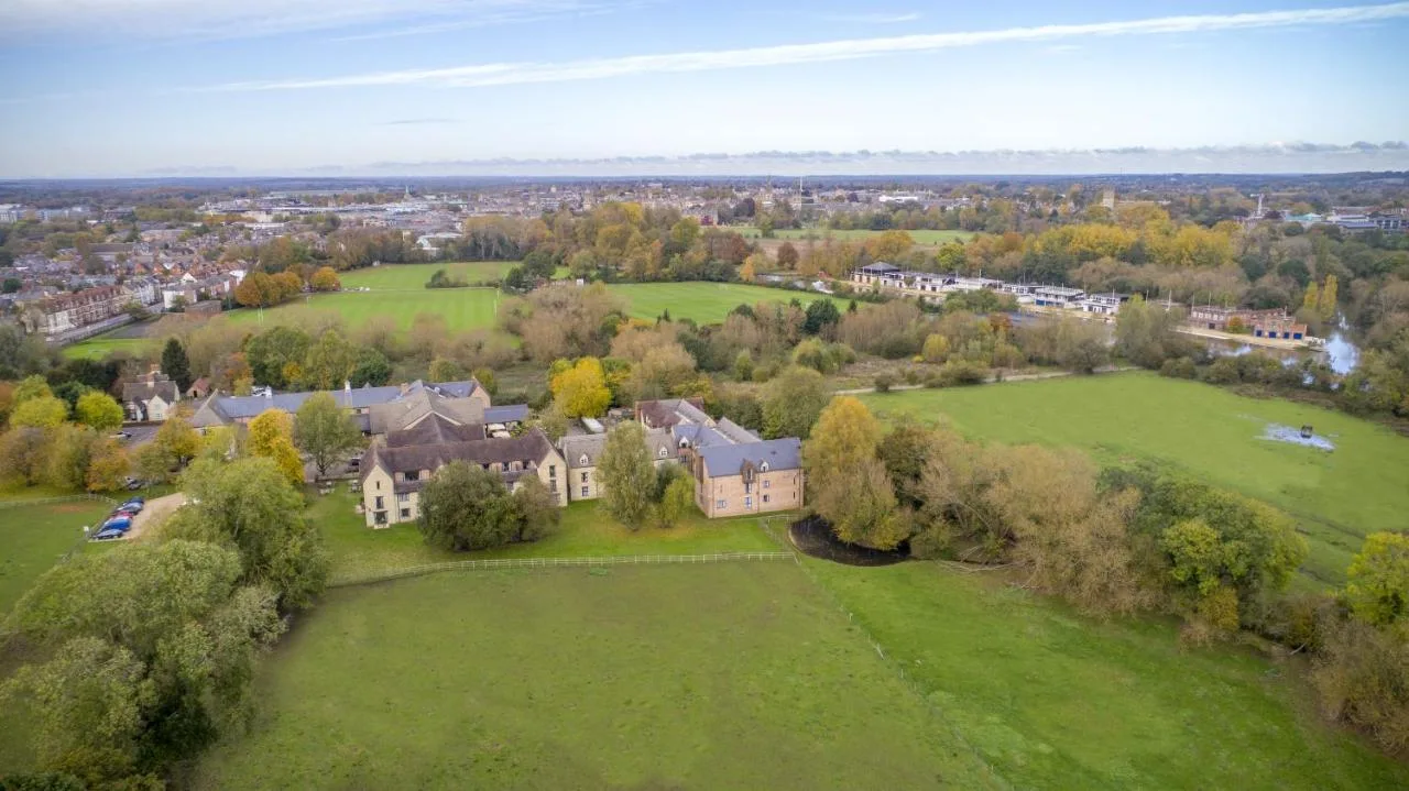 Aerial view of the hotel grounds near the River Thames